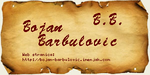 Bojan Barbulović vizit kartica